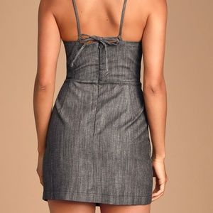 Delight Washed Black Chambray Bodycon Dress